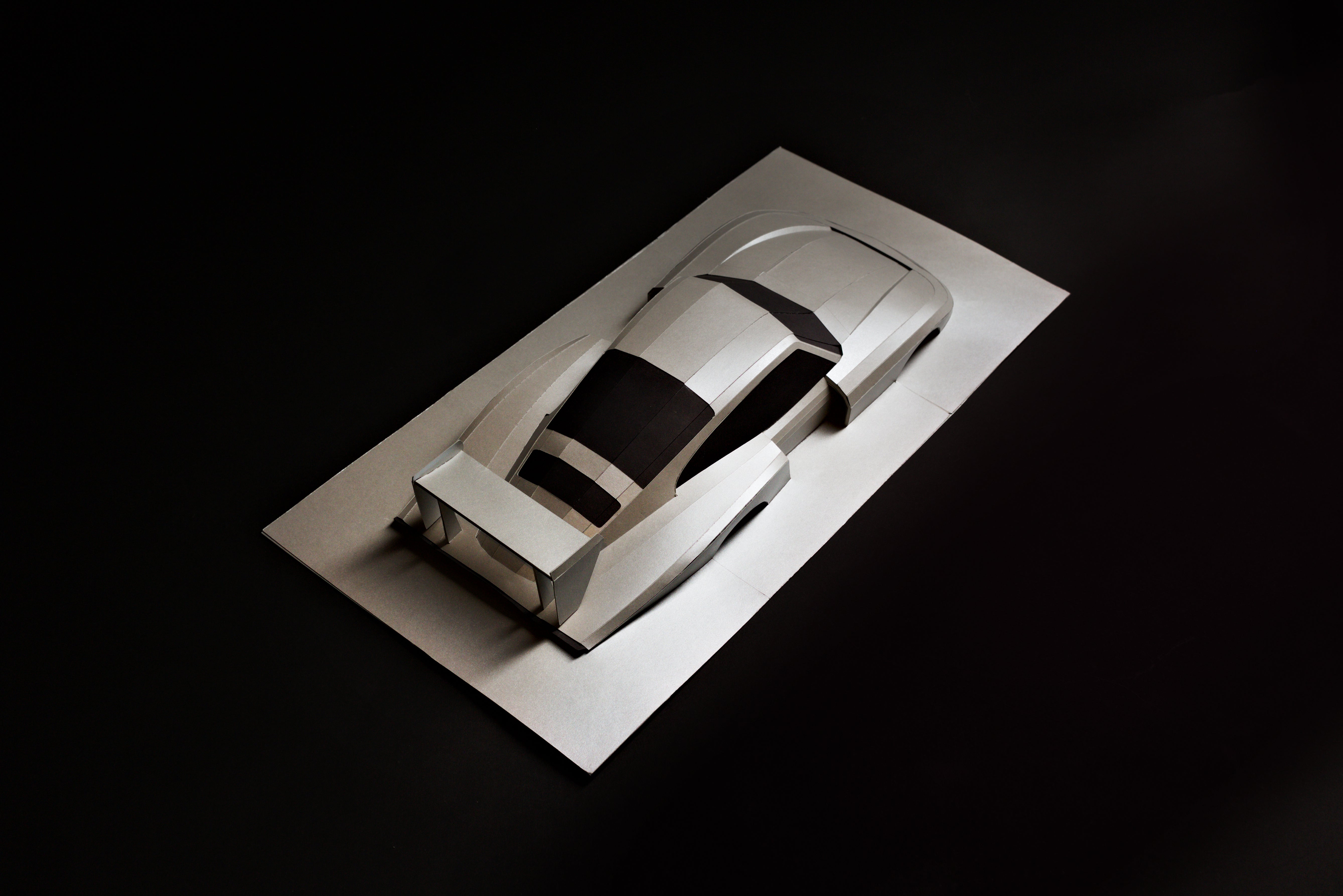Whale Tail Papercraft Car Sculpture Kit - Top View