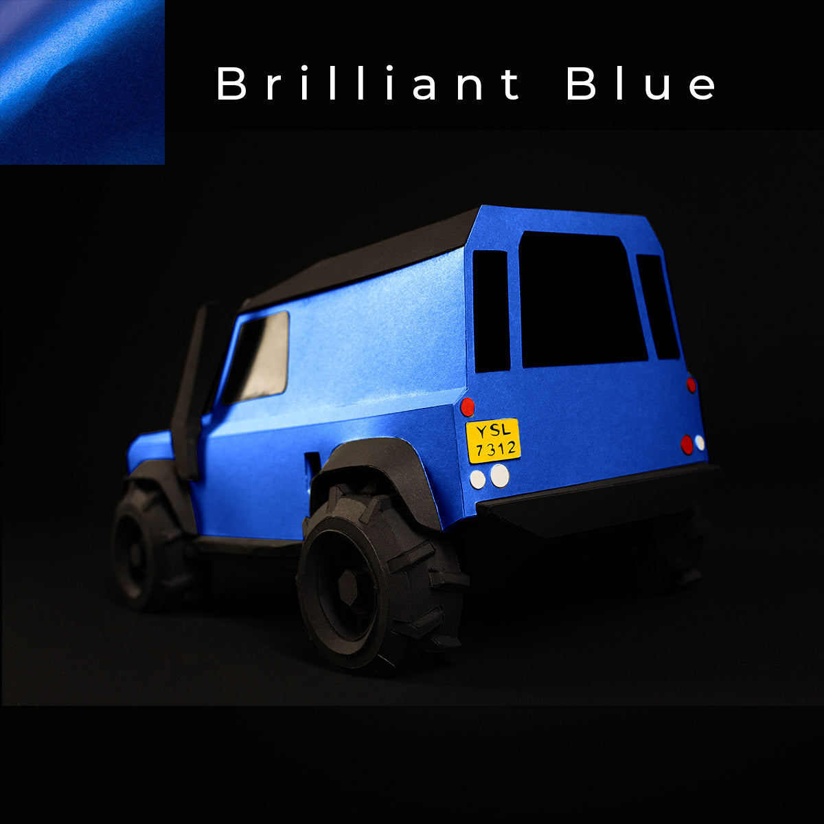  Offroad Papercraft Car Sculpture Kit - Geländewagen Verteidiger - Brilliant Blue