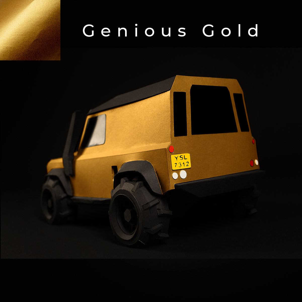  Offroad Papercraft Car Sculpture Kit - Geländewagen Verteidiger - Genious Gold
