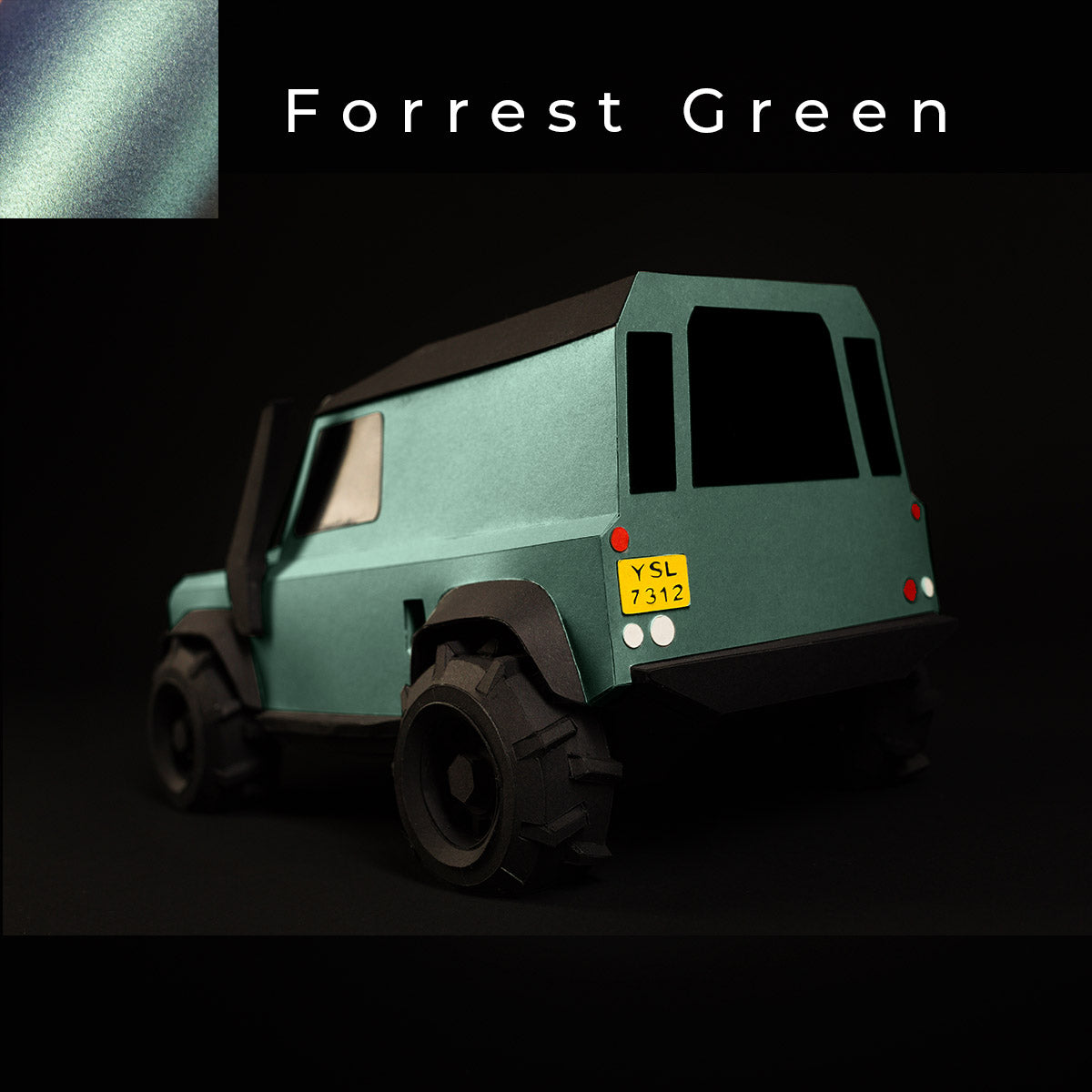  Offroad Papercraft Car Sculpture Kit - Geländewagen Verteidiger - Forrest Green