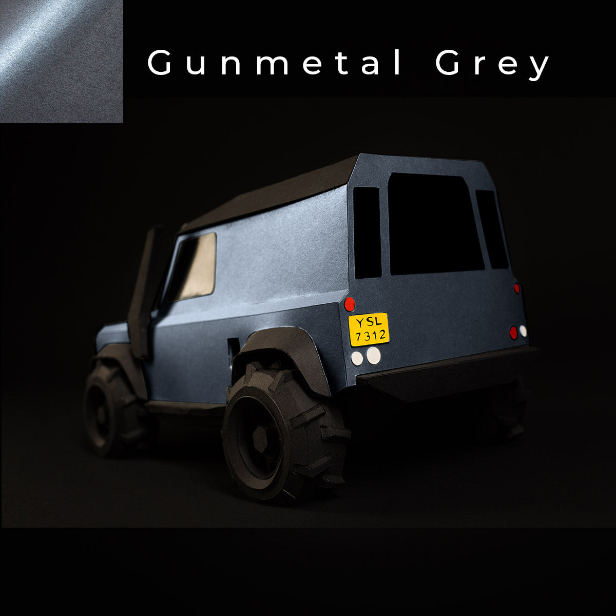  Offroad Papercraft Car Sculpture Kit - Geländewagen Verteidiger - Gunmetal Grey