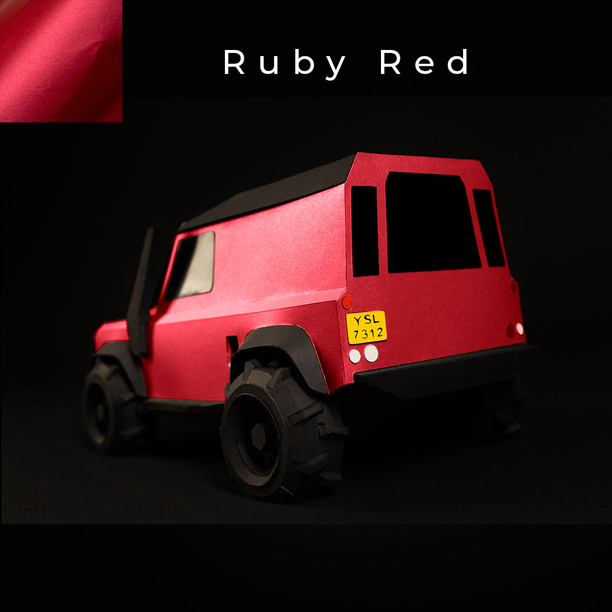  Offroad Papercraft Car Sculpture Kit - Geländewagen Verteidiger - Ruby Red