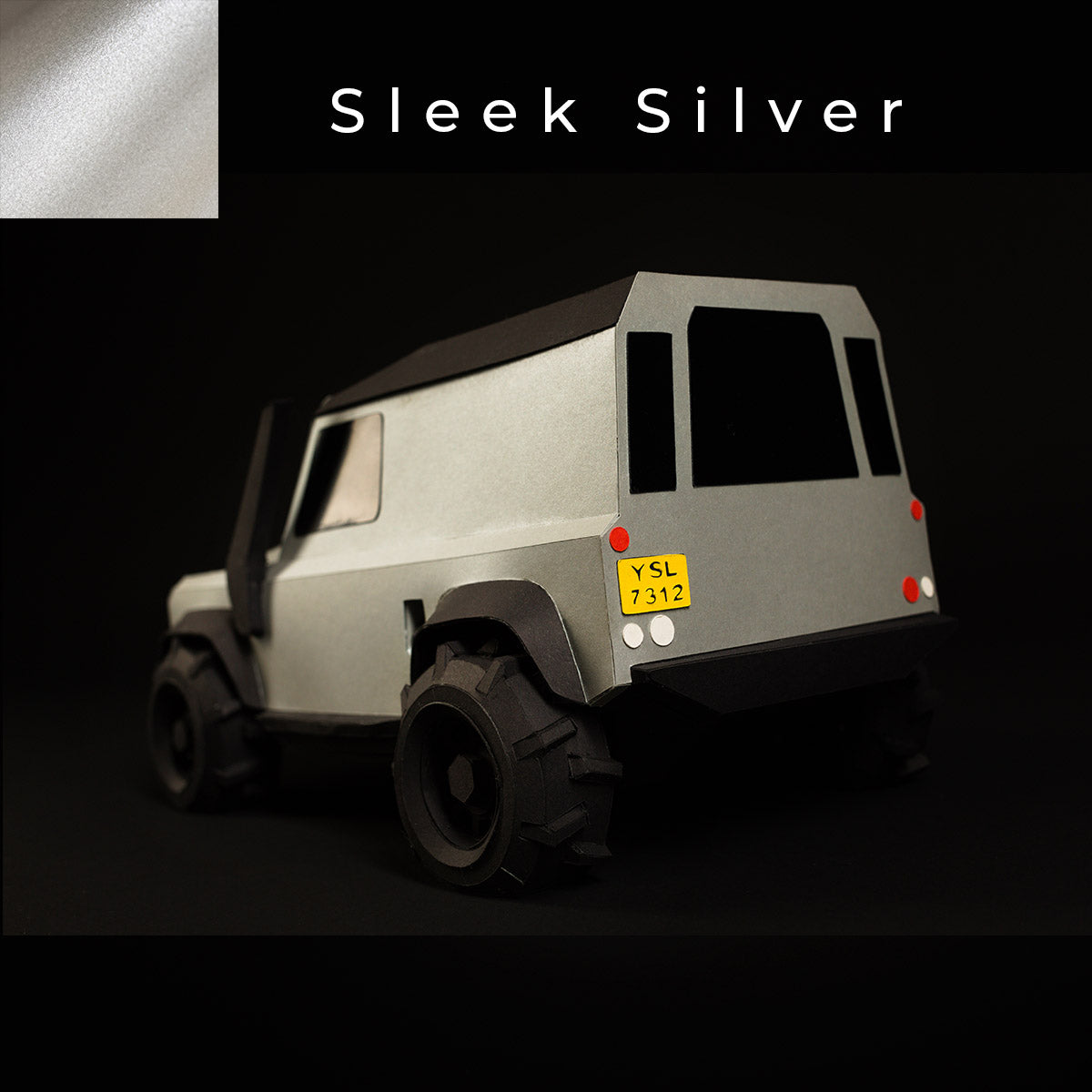  Offroad Papercraft Car Sculpture Kit - Geländewagen Verteidiger - Sleek Silver