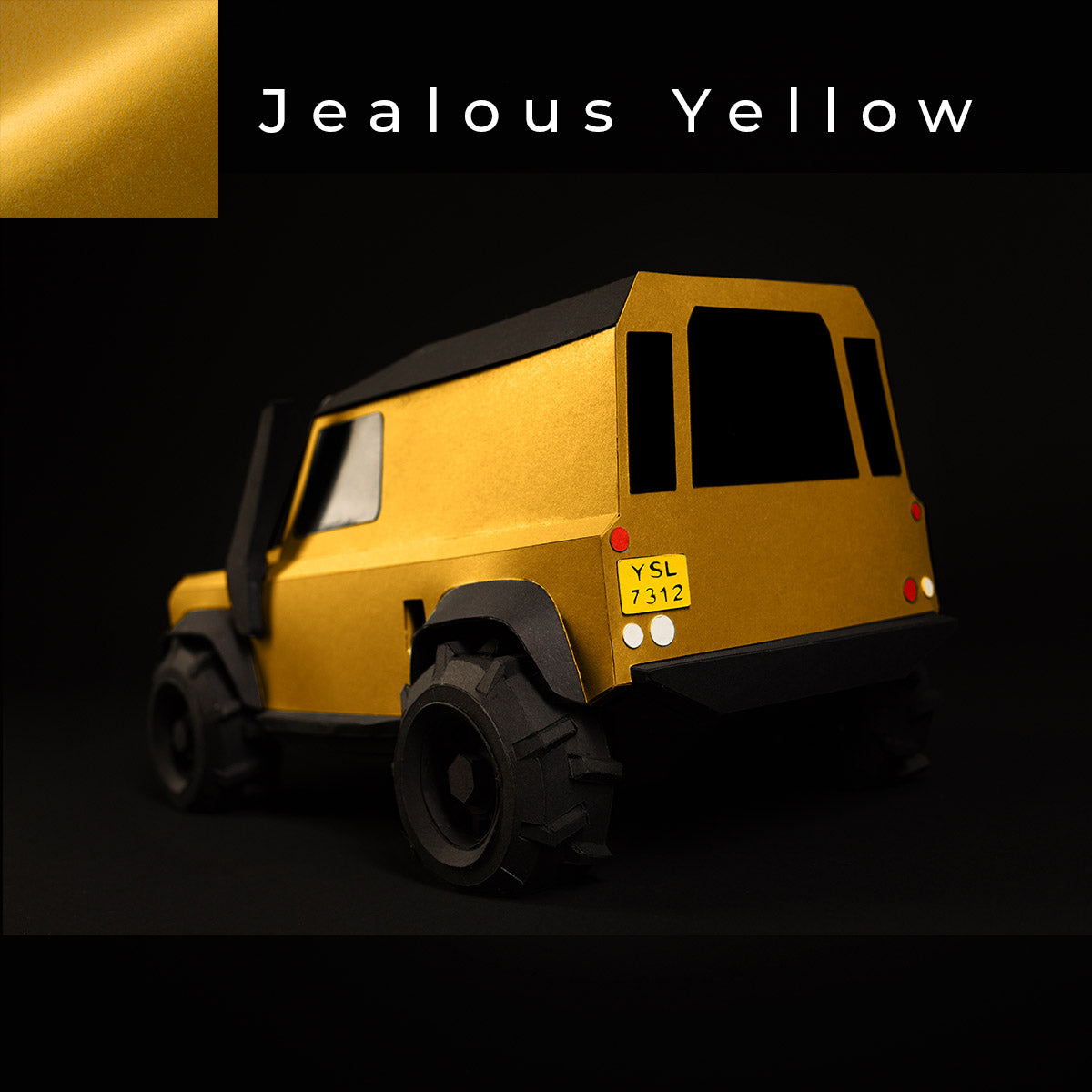  Offroad Papercraft Car Sculpture Kit - Geländewagen Verteidiger - Jealous Yellow