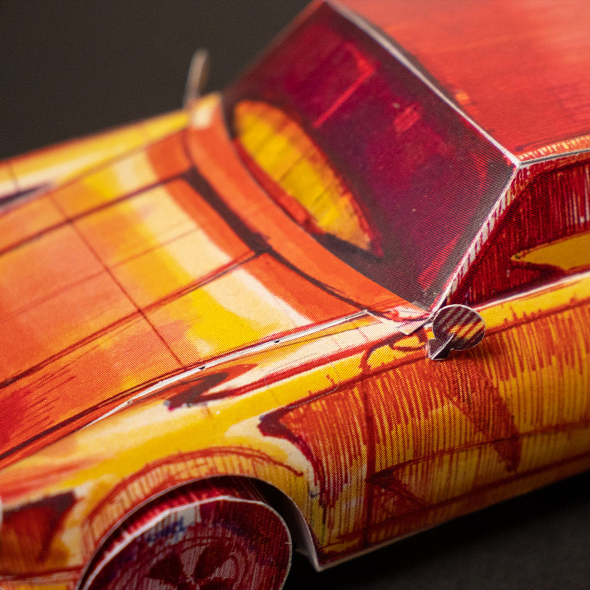 Ducktail 3D Sketch Papercraft Car Sculpture - Side View